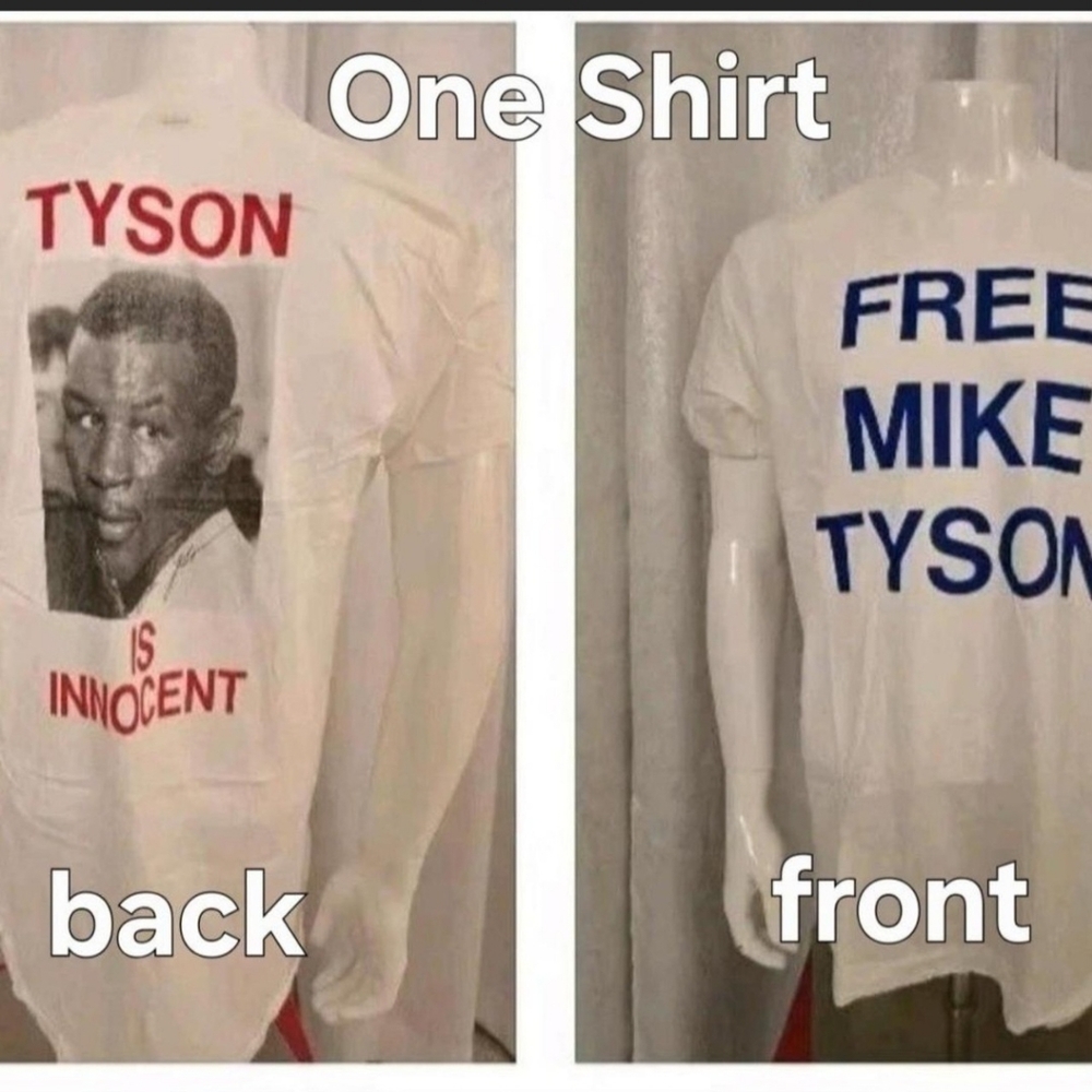 Free Mike Tyson T Shirt Is Innocent USA DeadStock BOXING Single Stitch Vintage - Picture 2 of 16